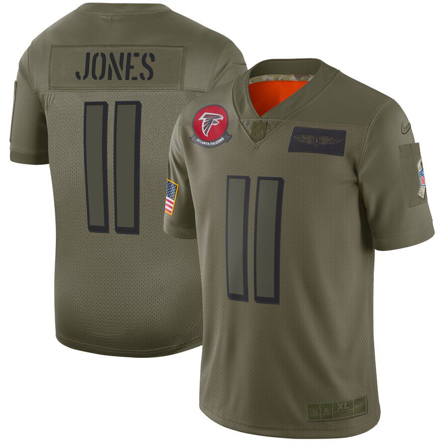 Men Atlanta Falcons #11 Jones Green Nike Olive Salute To Service Limited NFL Jerseys->los angeles rams->NFL Jersey